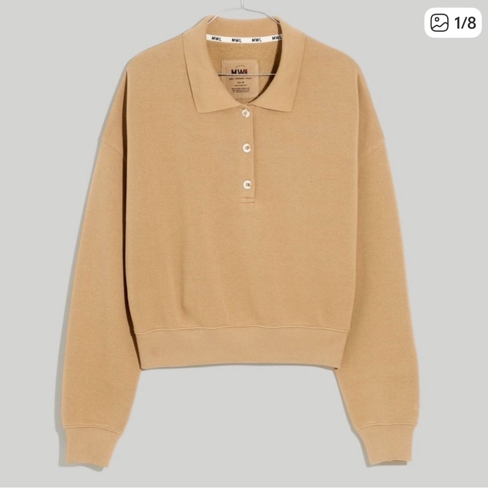 Madewell Betterterry Cropped Polo Sweatshirt
